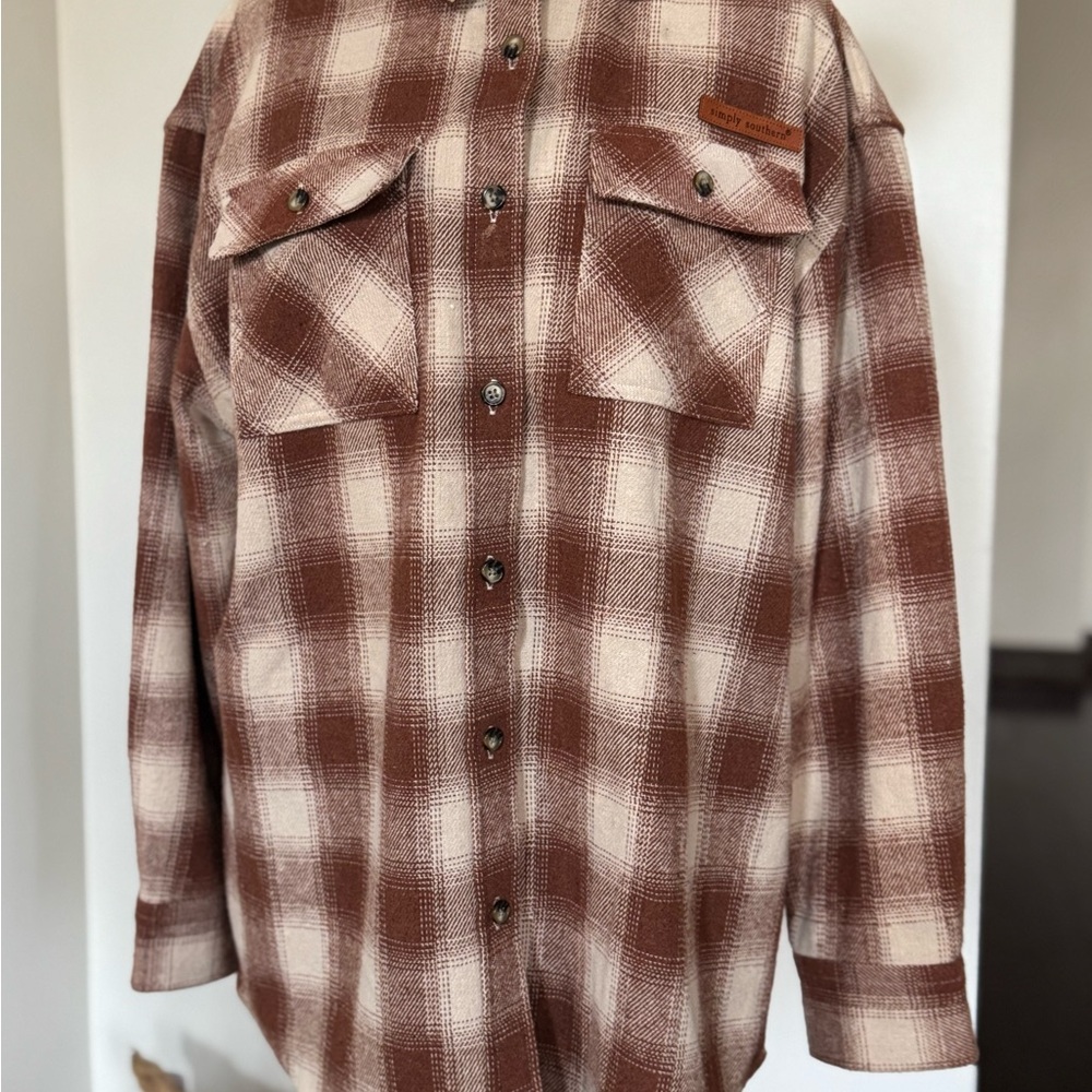 Simply Southern Brown Plaid Button Down Shirt - Picture 8 of 15